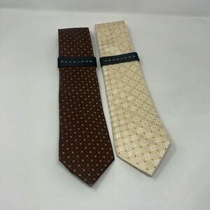 NWT Bundle of Sean John brown/yellow jacquard 100% silk ties